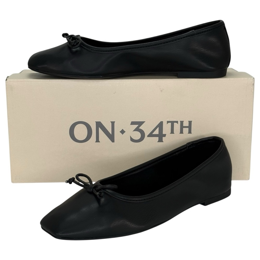 On 34th Naomie Black Faux Leather Womens Flats Size 5M